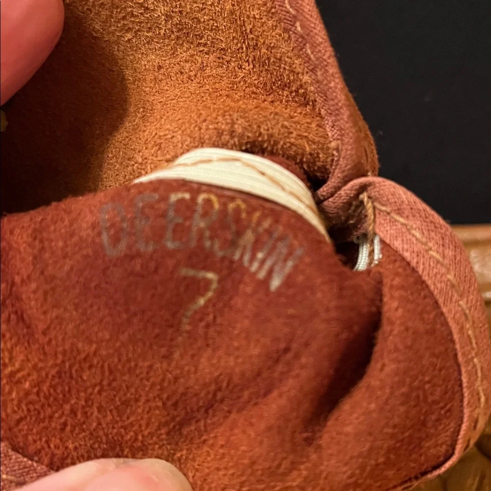 RARE Vintage tan deerskin fitted leather driving gloves women large size 7 soft
